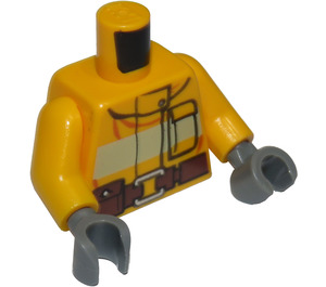 LEGO Helder lichtoranje Brandweerman Torso met Geel Streep, Groot Chest Pocket, en Bruin Riem (76382 / 88585)