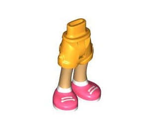 LEGO Helder Lichtoranje Heup met Rolled Omhoog Shorts met Coral Shoes met dun scharnier (36198)
