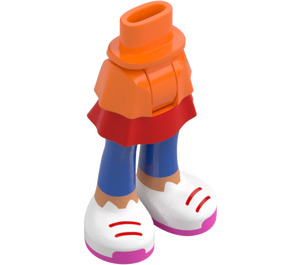 LEGO Světle oranžová Boky s Krátký Dvojité Layered Sukně s Modrá Tights, Bílá a Růžová Shoes (35624 / 92818)