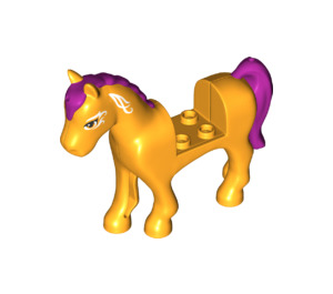 LEGO Naranja claro brillante Caballo con Morado Mane (33913)