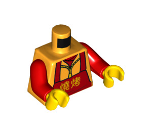 LEGO Helles Licht Orange Man im rot Overalls mit Chinese Characters Minifig Torso (973 / 76382)