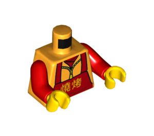 LEGO Helder lichtoranje Man in Rood Overalls met Chinese Characters Minifiguur Torso (973 / 76382)