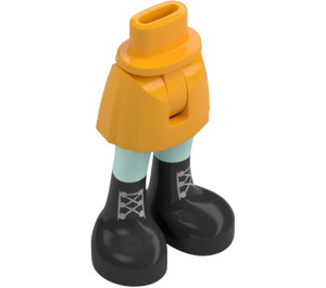 LEGO Světle oranžová Minidoll Boky s Zakřivený Sukně s Černá Laced Boots (Tenký pant) (2241)