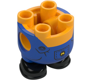 LEGO Klar Ljus Orange Minion Kropp med Feet med Blå Overall med Gul logotyp (67644)