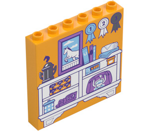 LEGO Bright Light Orange Panel 1 x 6 x 5 with Horse Trophies and Mirror (59349 / 103287)