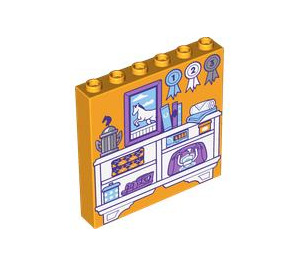 LEGO Orange clair brillant Panneau 1 x 6 x 5 avec Cheval Trophies et Mirror (59349 / 103287)