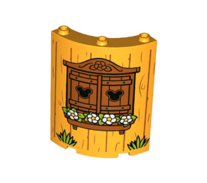LEGO Orange clair brillant Panneau 4 x 4 x 6 Incurvé avec Wooden Fenêtre et Fleur Planter Boîte (30562 / 78206)
