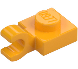 LEGO Leuchtendes helles Orange Platte 1 x 1 mit Horizontaler Clip (Dick geöffneter O-Clip) (52738 / 61252)