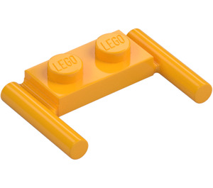 LEGO Klar Ljus Orange Platta 1 x 2 med Handtag (Låga handtag) (3839)