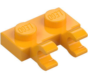 LEGO Bright Light Orange Plate 1 x 2 with Horizontal Clips (Open 'O' Clips) (49563 / 60470)