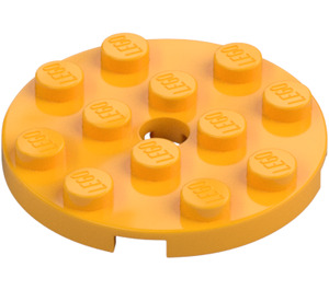 LEGO Klar Ljus Orange Platta 4 x 4 Runda med Hål och Snapstud (60474)