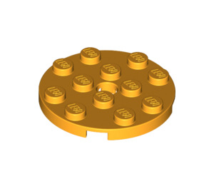 LEGO Helles Licht Orange Platte 4 x 4 Runden mit Loch und Snapstud (60474)
