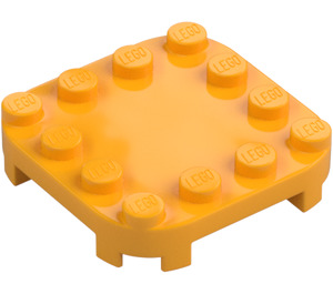 LEGO Klar Ljus Orange Platta 4 x 4 x 0.7 med Rundade hörn och Empty Middle (66792)