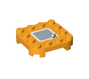 LEGO Bright Light Orange Plate 4 x 4 x 0.7 with Rounded Corners and Empty Middle with Seesaw Scanner Code (66792 / 79871)