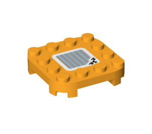 LEGO Bright Light Orange Plate 4 x 4 x 0.7 with Rounded Corners and Empty Middle with Seesaw Symbol (66792 / 79871)