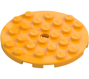 LEGO Helder lichtoranje Plaat 6 x 6 Rond met Pin Gat (11213)