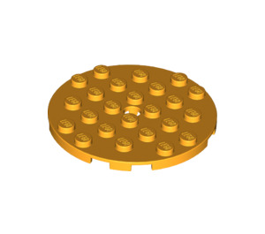 LEGO Helder Lichtoranje Plaat 6 x 6 Ronde met Pin Gat (11213)