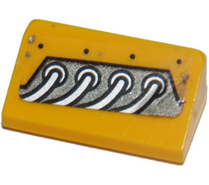LEGO Helles Licht Orange Steigung 1 x 2 (31°) mit 4 Silber Cables (Recht Seite) Aufkleber (85984)