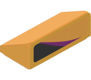 LEGO Bright Light Orange Slope 1 x 2 (31°) with Black and Purple Shape (Left) Sticker (85984)