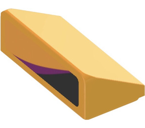 LEGO Bright Light Orange Slope 1 x 2 (31°) with Black and Purple Shape (Right) Sticker (85984)