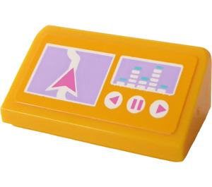 LEGO Bright Light Orange Slope 1 x 2 (31°) with Navigation System Sticker (85984)