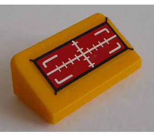 LEGO Bright Light Orange Slope 1 x 2 (31°) with White Line of Sight in Red Rectangle Sticker (85984)