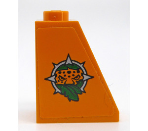 LEGO Bright Light Orange Slope 1 x 2 x 2 (65°) with Jungle Logo - Left Side Sticker (60481)