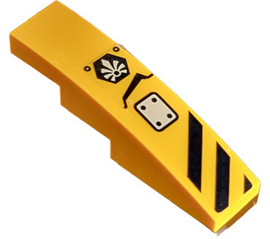 LEGO Bright Light Orange Slope 1 x 4 Curved with Black Stripes, Metal Patch (Left) Sticker (11153)