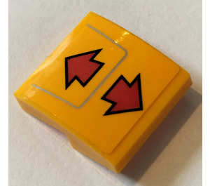 LEGO Orange clair brillant Pente 2 x 2 Incurvé avec 2 rouge Arrows Autocollant (15068)