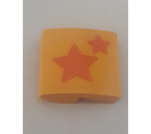 LEGO Orange clair brillant Pente 2 x 2 Incurvé avec 2 Stars Autocollant (15068)