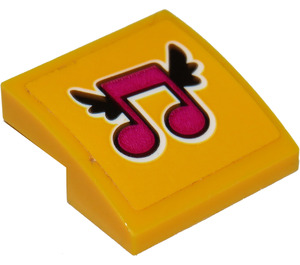 LEGO Helder lichtoranje Helling 2 x 2 Gebogen met Muziek Notes Sticker (15068)