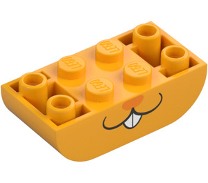 LEGO Klar Ljus Orange Backe Kloss 2 x 4 Böjd Omvänd med Smile med Tänder och Orange Näsa (106114 / 106115)