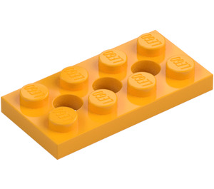 LEGO Helder lichtoranje Technic Plaat 2 x 4 met Gaten (3709)