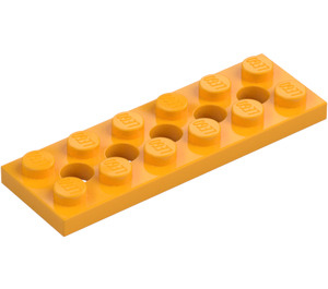 LEGO Klar lys oransje Technic Plate 2 x 6 med Hull (32001)