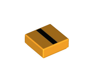 LEGO Bright Light Orange Tile 1 x 1 with Single Black Stripe with Groove (3070 / 68963)