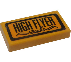 LEGO Bright Light Orange Tile 1 x 2 with "HIGH FLYER" Sticker with Groove (3069)