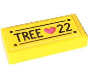 LEGO Bright Light Orange Tile 1 x 2 with 'TREE', Heart, Number 22 Sticker with Groove (3069)