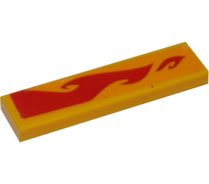 LEGO Bright Light Orange Tile 1 x 4 with Red Flames (left) Sticker (2431)