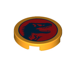 LEGO Bright Light Orange Tile 2 x 2 Round with Jurassic World Logo with Bottom Stud Holder (14769 / 80525)