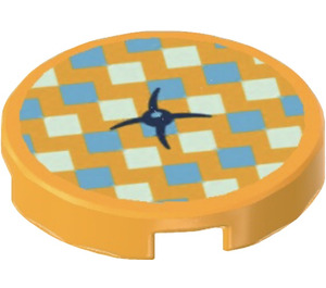 LEGO Orange clair brillant Tuile 2 x 2 Rond avec Squares Modèle Siège Cushion Autocollant avec porte-goujon inférieur (14769)