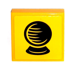 LEGO Orange clair brillant Tuile 2 x 2 avec Crystal sphere Autocollant avec rainure (3068)