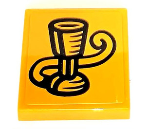 LEGO Bright Light Orange Tile 2 x 2 with Goblet Sticker with Groove (3068)