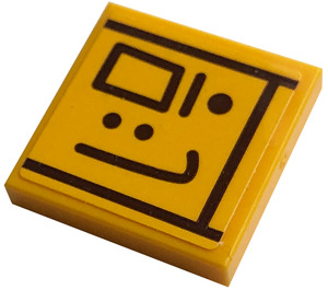LEGO Bright Light Orange Tile 2 x 2 with Hieroglyphs 1 Sticker with Groove (3068)