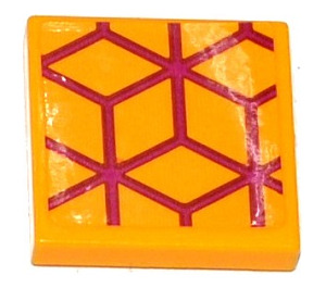 LEGO Helles Licht Orange Fliese 2 x 2 mit Magenta Diamant Cube Geometric Muster Aufkleber mit Nut (3068)