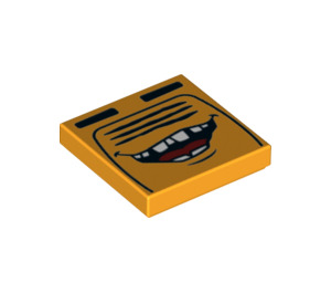 LEGO Orange clair brillant Tuile 2 x 2 avec Miss Fritter Mouth avec rainure (3068 / 34419)