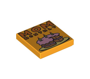 LEGO Helles Licht Orange Fliese 2 x 2 mit "MOM MONTHLY" mit Nut (3068 / 21659)