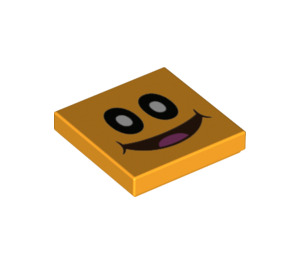 LEGO Helles Licht Orange Fliese 2 x 2 mit Pokey Smile Gesicht mit Nut (3068 / 68923)