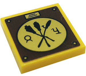 LEGO Bright Light Orange Tile 2 x 2 with Three Broomsticks Clock Face Sticker with Groove (3068)