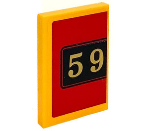 LEGO Bright Light Orange Tile 2 x 3 with '59' Sticker (26603)