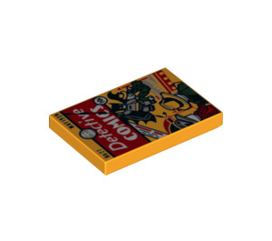 LEGO Bright Light Orange Tile 2 x 3 with Detective Comics Cover (26603 / 66242)